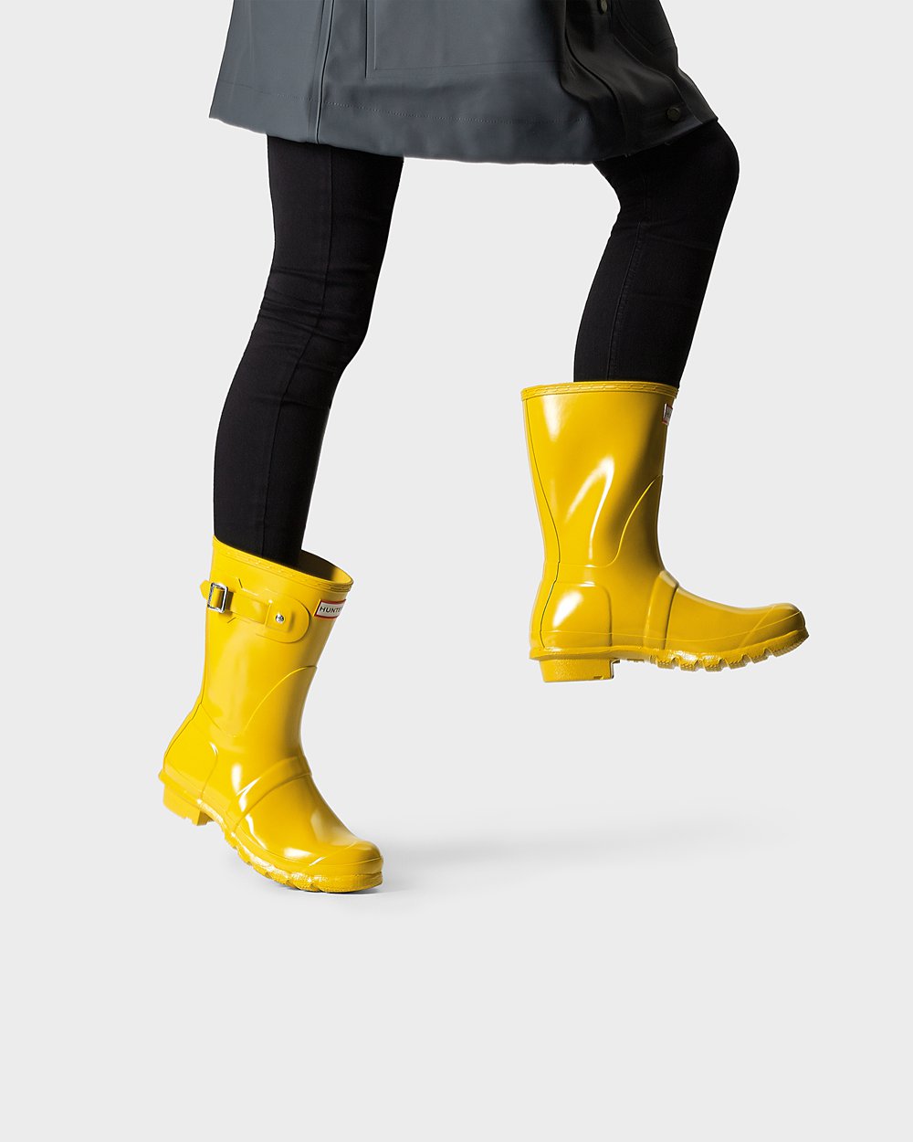 Womens Hunter Short Rain Boots Yellow - Original Gloss - 2951376-PA